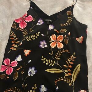 Express Black Camisole with Purple Floral Design